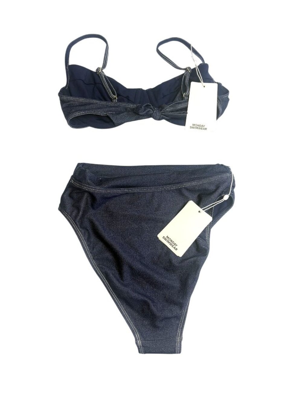 Monday Swimwear Maui Top and Riviera Bottoms in Blue Denim - Picture 2 of 3